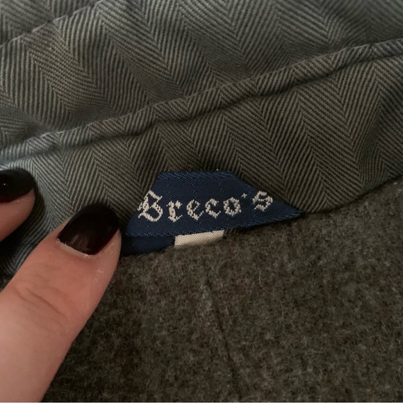 Vintage Italian Olive Green Cotton Herringbone Trench Coat Wool Lined - Picture 9 of 12